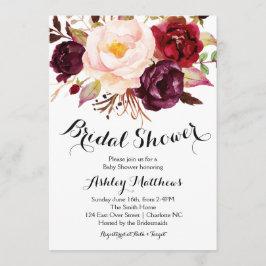 Invitación a la ducha de novia floral Cranberry Ma