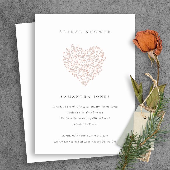 Invitación a la ducha de novia floral cute Dusky R (Subido por el creador)