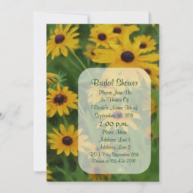 Invitación a la ducha de novia floral de Black Eye (Anverso)