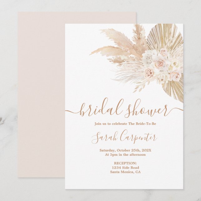 Invitación a la ducha de novia floral de Boho Rubo (Anverso / Reverso)