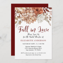 Invitación a la ducha de novia floral de Borgoña F