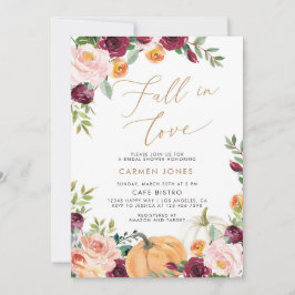 Invitación a la ducha de novia floral de calabaza 