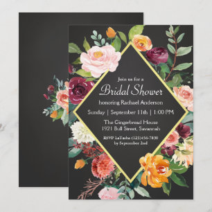 Invitación a la ducha de novia floral de Chalkboar