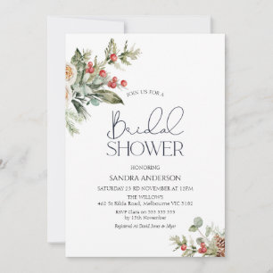 Invitación a la ducha de novia floral de invierno
