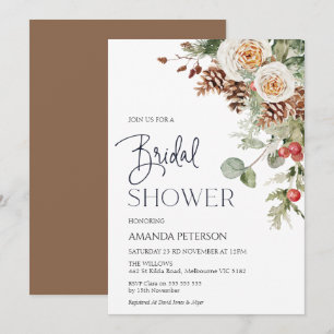 Invitación a la ducha de novia floral de invierno 