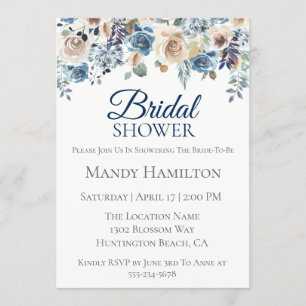 Invitación a la ducha de novia floral de la Marina
