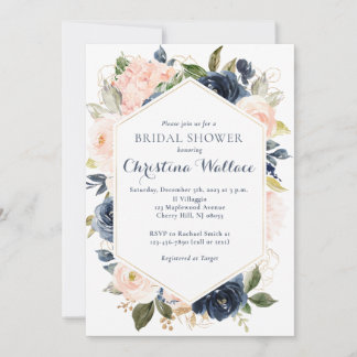Invitación a la ducha de novia floral de la marina