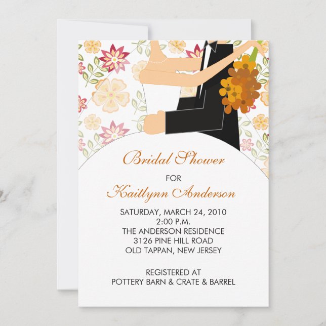 Invitación a la ducha de novia floral de otoño (Anverso)