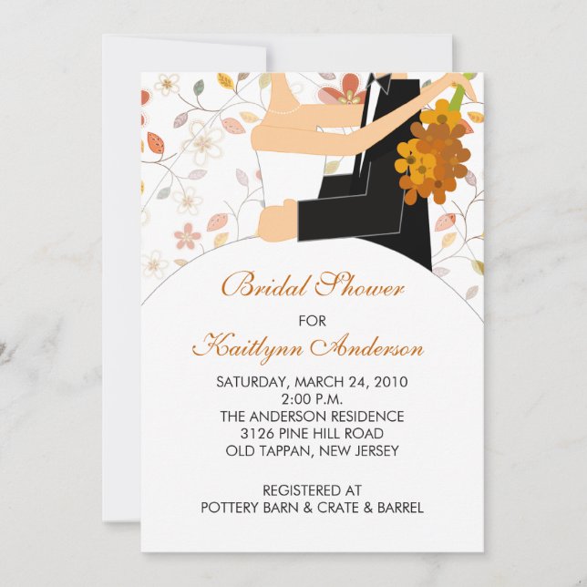 Invitación a la ducha de novia floral de otoño (Anverso)