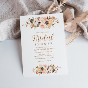 invitación a la ducha de novia floral de otoño mod