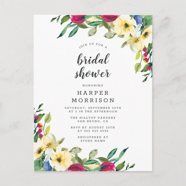 Invitación a la ducha de novia floral de primavera (Anverso)