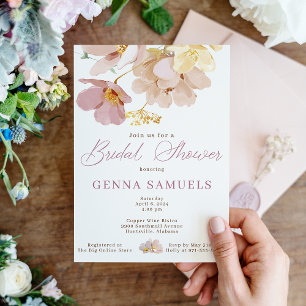 Invitación a la ducha de novia floral de Rubor