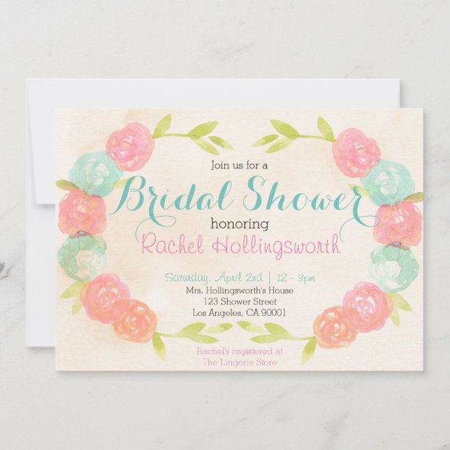 Invitación a la ducha de novia floral de Spring Ga (Anverso)