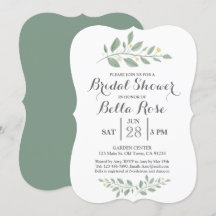 Invitación a la ducha de novia floral de vegetació