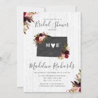 Invitación a la ducha de novia floral del estado d
