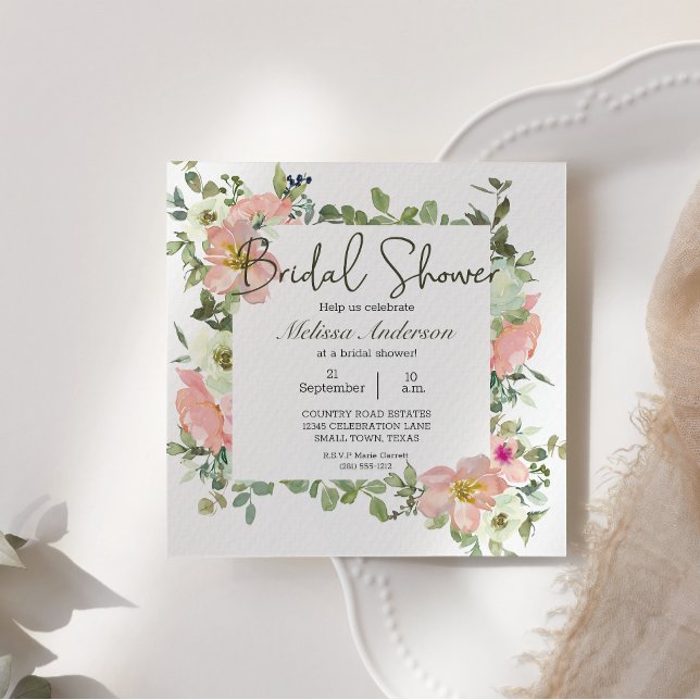 Invitación a la ducha de novia floral Eggshell y R (Subido por el creador)