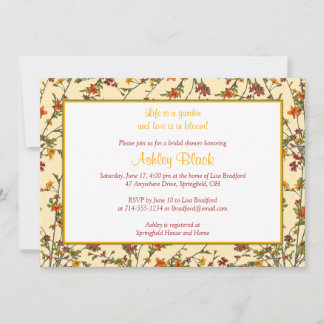 Invitación a la ducha de novia floral en el jardín