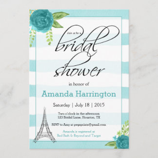 Invitación a la ducha de novia floral en París - a