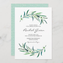 Invitación a la ducha de novia floral Eucalyptus