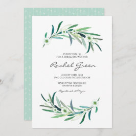Invitación a la ducha de novia floral Eucalyptus