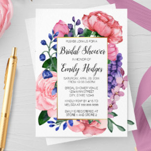 Invitación a la ducha de novia floral femenina