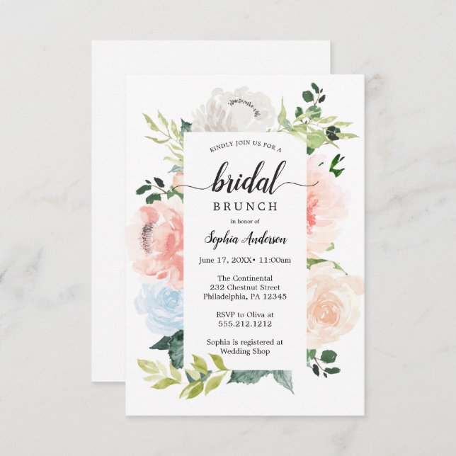 Invitación a la ducha de novia floral Fleur Jolie  (Anverso / Reverso)
