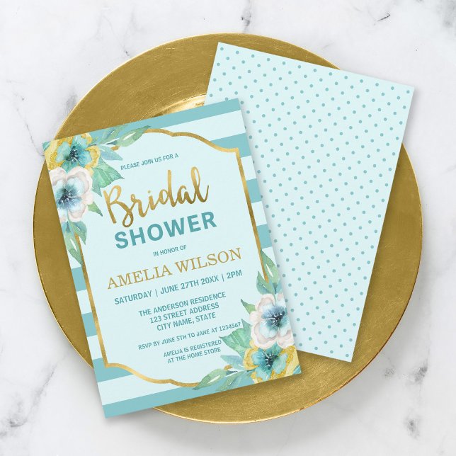 Invitación a la ducha de novia floral floral Mint  (Subido por el creador)