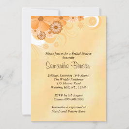 Invitación a la ducha de novia floral marfil-oro h