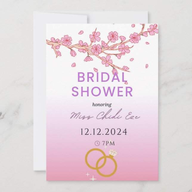 Invitación a la ducha de novia floral moderna (Anverso)
