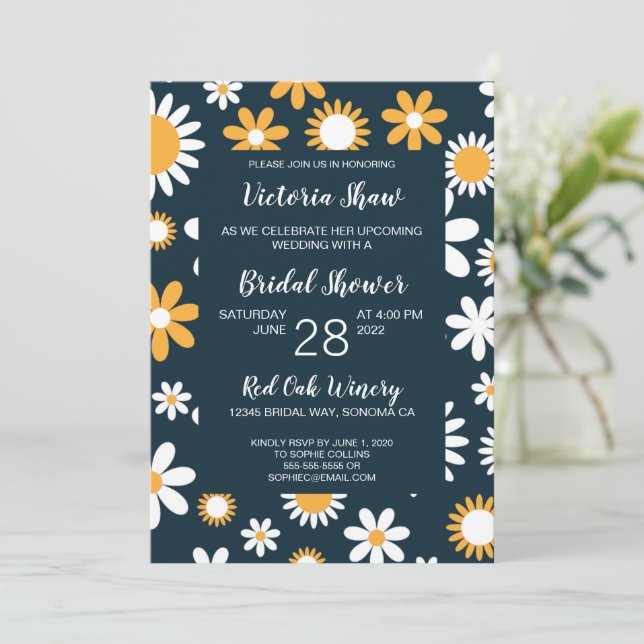 Invitación a la ducha de novia floral moderna (Anverso de pie)