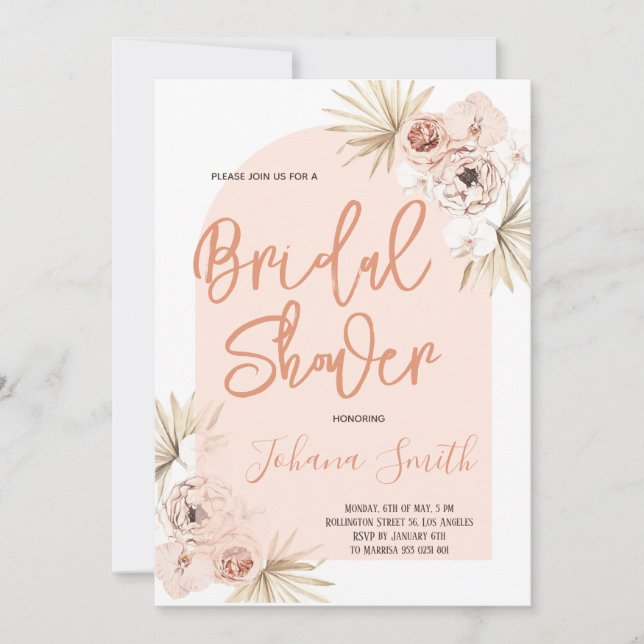 Invitación a la ducha de novia floral moderna Boho (Anverso)