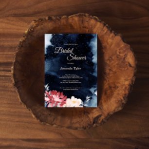 Invitación a la ducha de novia floral nocturna est