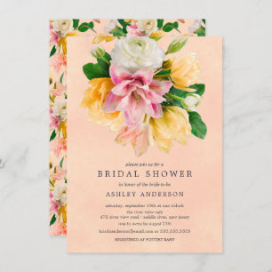 Invitación a la ducha de novia floral Peach Meadow
