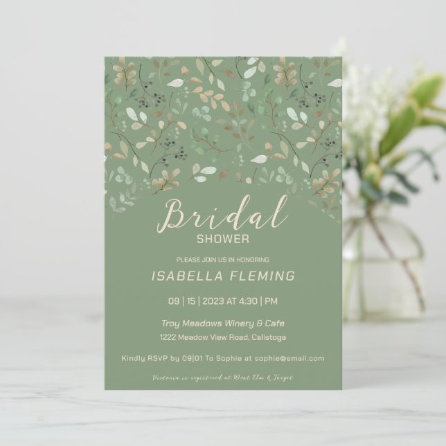 Invitación a la ducha de novia floral pintada (Anverso de pie)
