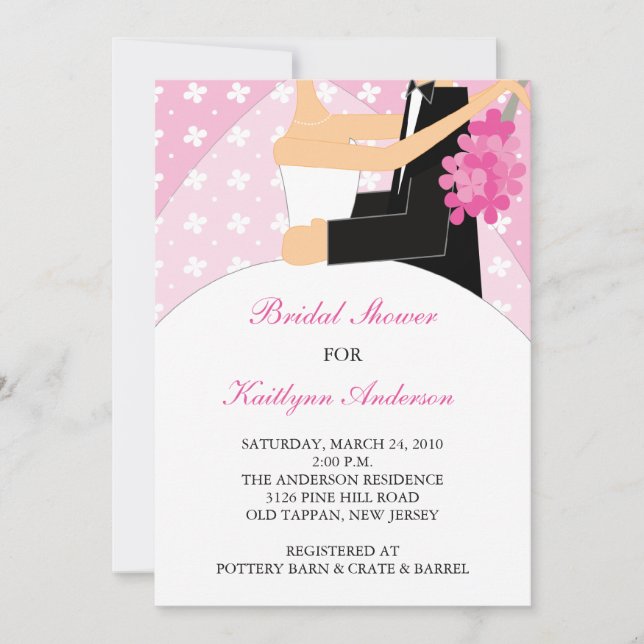 Invitación a la ducha de novia floral rosa (Anverso)