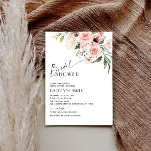 Invitación a la ducha de novia floral rosa de colo