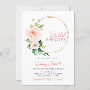 Invitación a la ducha de novia floral rosa de Rubo