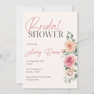 Invitación a la ducha de novia floral rosa de Rubo