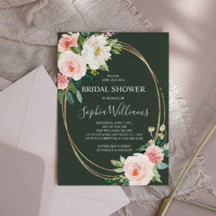 Invitación a la ducha de novia floral rosa de Rubo