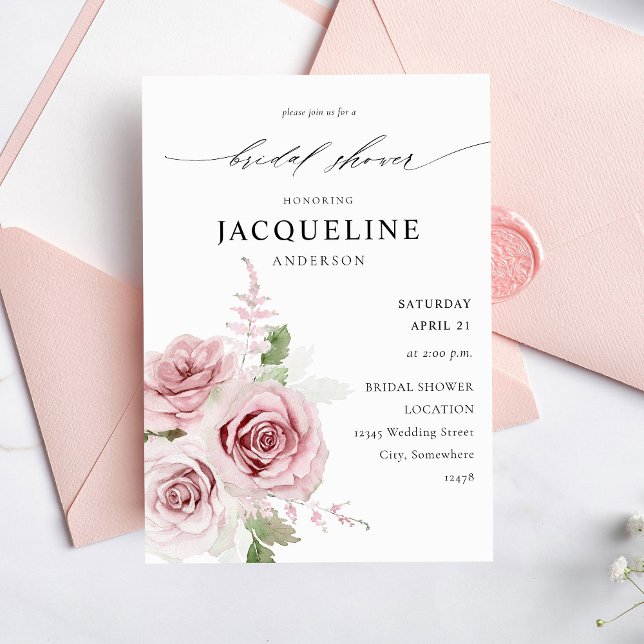 Invitación a la ducha de novia floral rosa de Rubo (Subido por el creador)