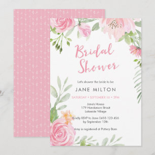 Invitación a la ducha de novia floral rosa Rubor