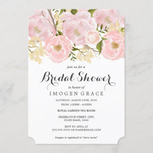 Invitación a la ducha de novia floral rosada moder