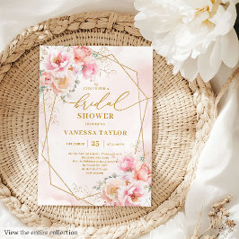 Invitación a la ducha de novia floral Rubor Gold B
