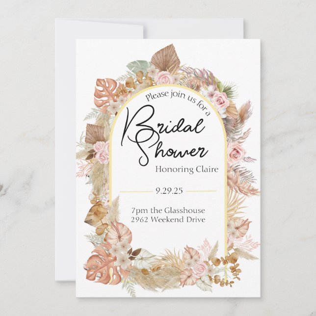 Invitación a la ducha de novia floral rusa (Anverso)