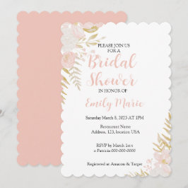 Invitación a la ducha de novia, floral, simple, ne