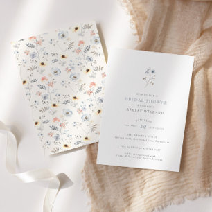 Invitación a la ducha de novia floral simple y pál