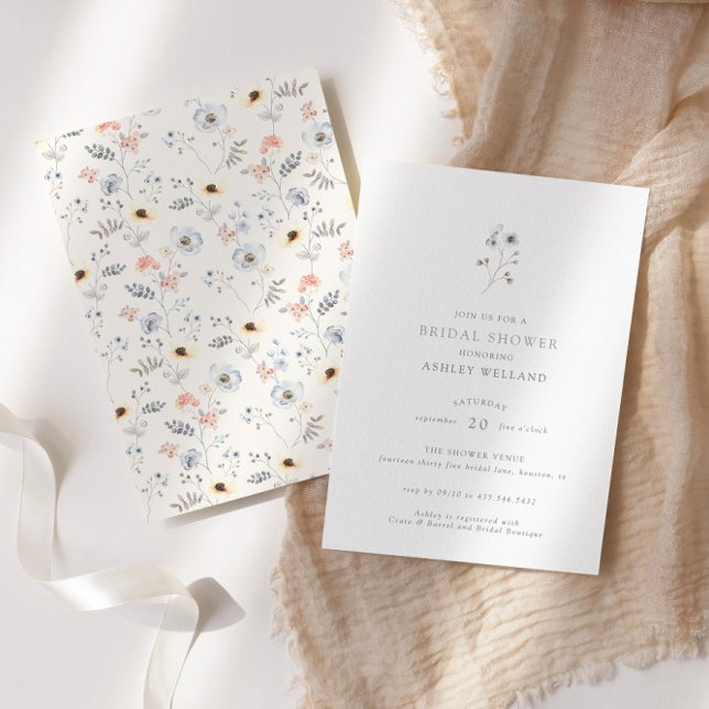 Invitación a la ducha de novia floral simple y pál (Subido por el creador)