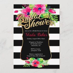Invitación a la ducha de novia - Floral Striped