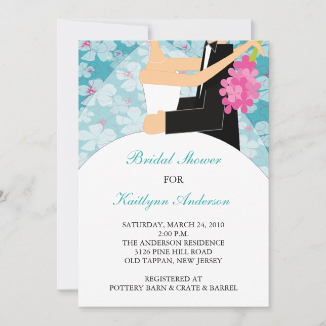 Invitación a la ducha de novia floral tropical (Anverso)