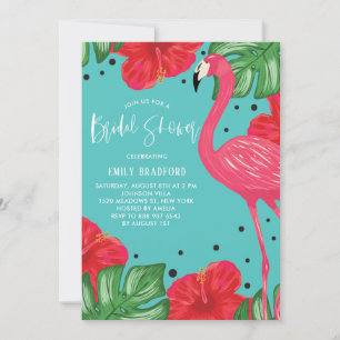 Invitación a la ducha de novia floral tropical Fla